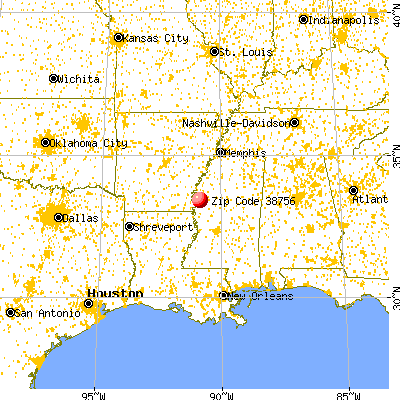 Leland, MS (38756) map from a distance