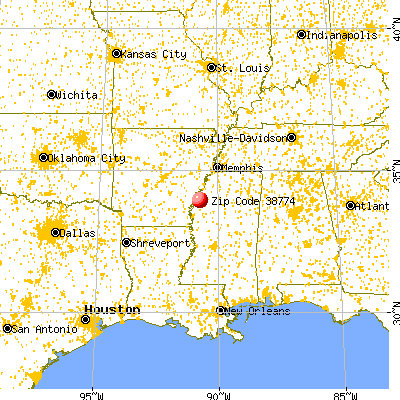 Shelby, MS (38774) map from a distance