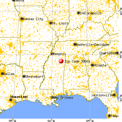 Tupelo, MS (38801) map from a distance