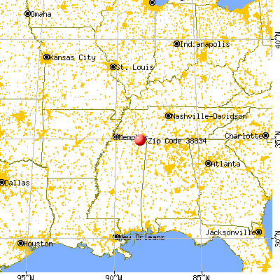 Corinth, MS (38834) map from a distance