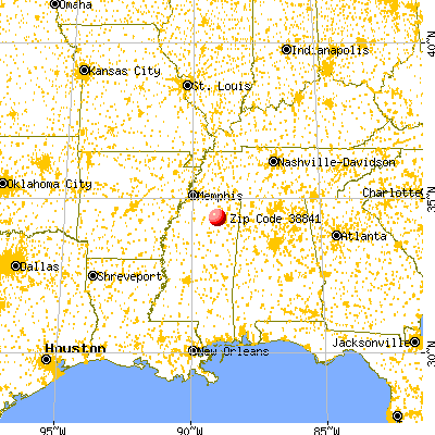 Ecru, MS (38841) map from a distance