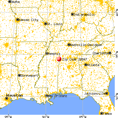 Golden, MS (38847) map from a distance