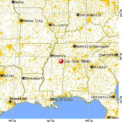 Guntown, MS (38849) map from a distance