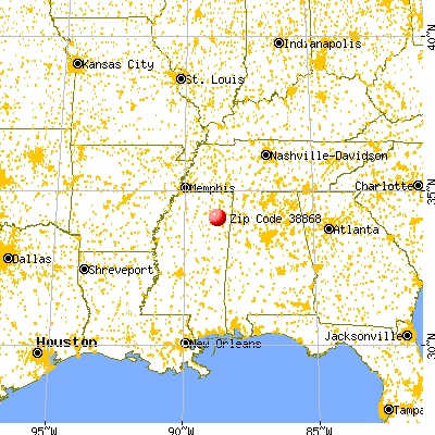 Shannon, MS (38868) map from a distance