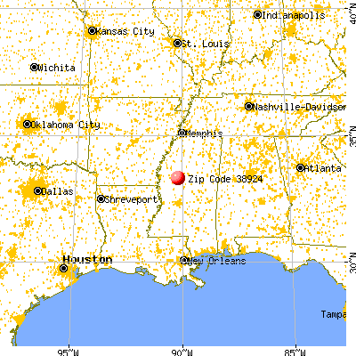 Cruger, MS (38924) map from a distance