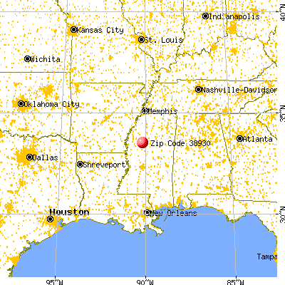 Greenwood, MS (38930) map from a distance