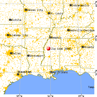 Mississippi Valley State University, MS (38941) map from a distance