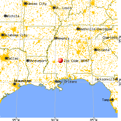 Conehatta, MS (39057) map from a distance