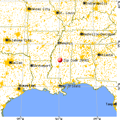 Durant, MS (39063) map from a distance