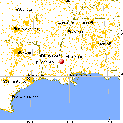 Fayette, MS (39069) map from a distance