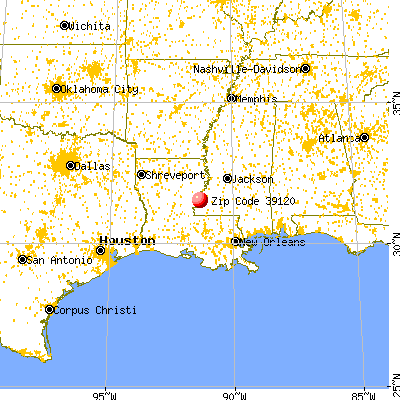 Natchez, MS (39120) map from a distance