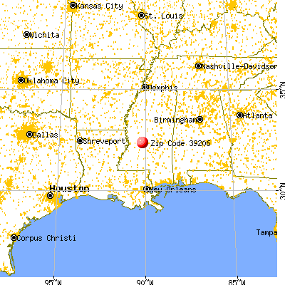 Jackson, MS (39206) map from a distance