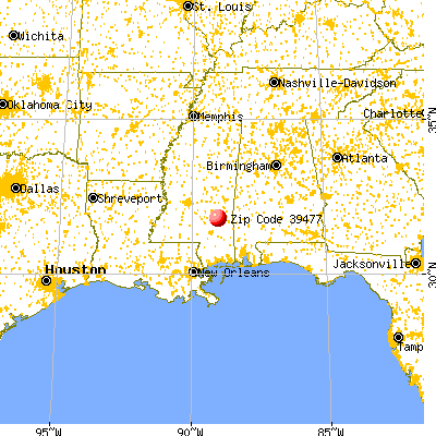 Sandersville, MS (39477) map from a distance