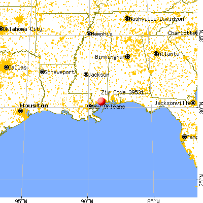 Biloxi, MS (39531) map from a distance