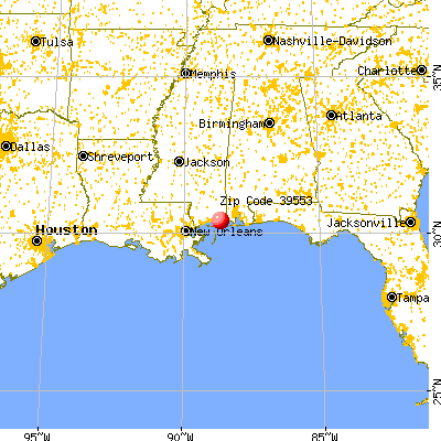 Gautier, MS (39553) map from a distance