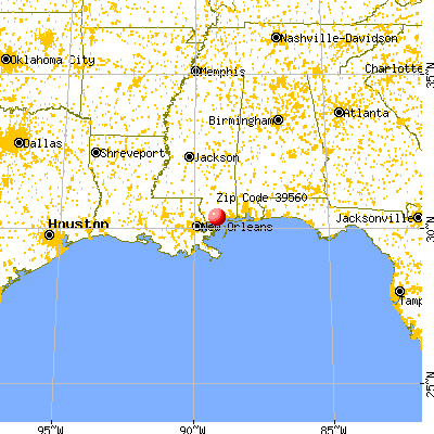 Long Beach, MS (39560) map from a distance