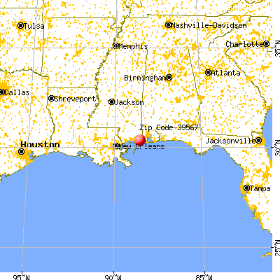 Pascagoula, MS (39567) map from a distance