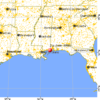 Pascagoula, MS (39581) map from a distance
