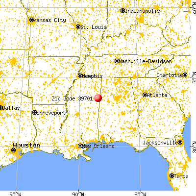 Columbus, MS (39701) map from a distance
