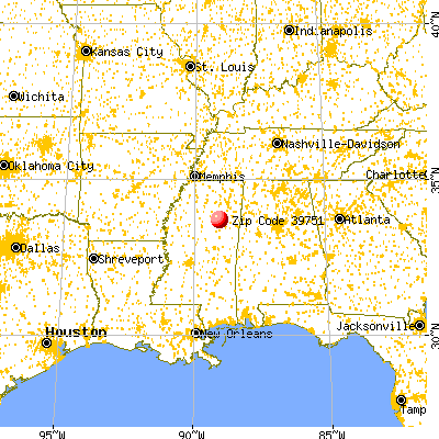 Mantee, MS (39751) map from a distance