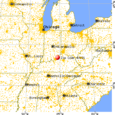 La Grange, KY (40031) map from a distance