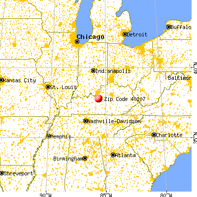 Boston, KY (40107) map from a distance