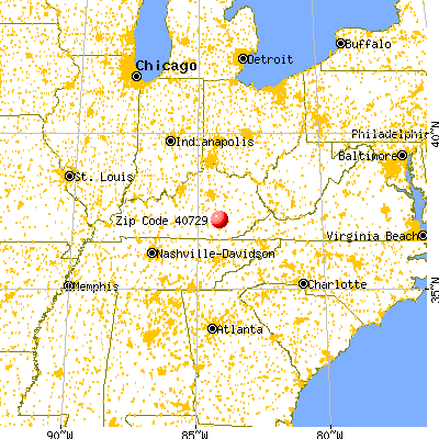 East Bernstadt, KY (40729) map from a distance