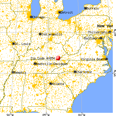 Loyall, KY (40854) map from a distance