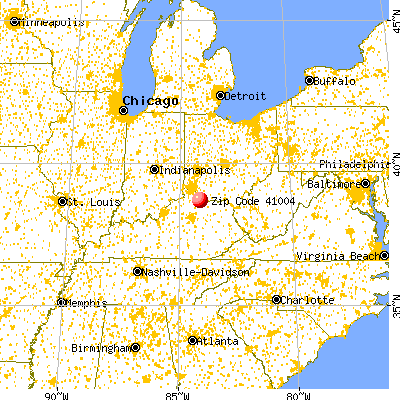 Brooksville, KY (41004) map from a distance