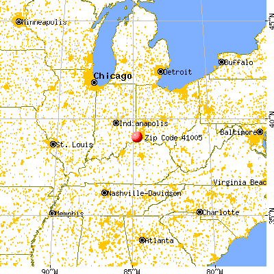 Burlington, KY (41005) map from a distance
