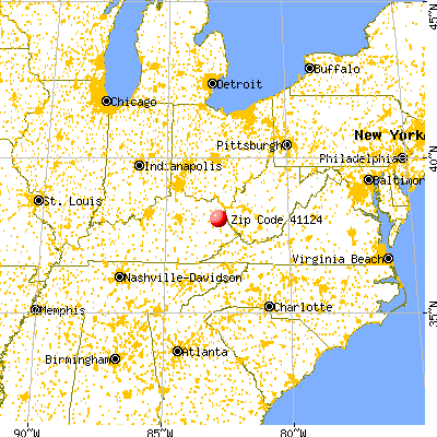 Blaine, KY (41124) map from a distance