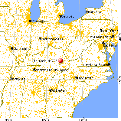 Vicco, KY (41773) map from a distance