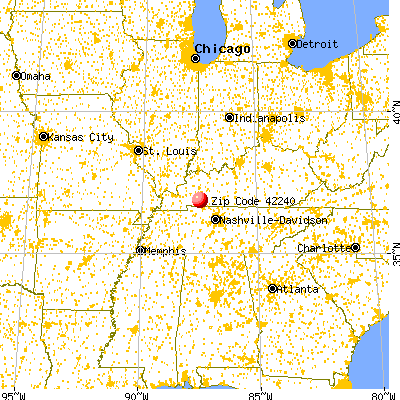 Hopkinsville, KY (42240) map from a distance