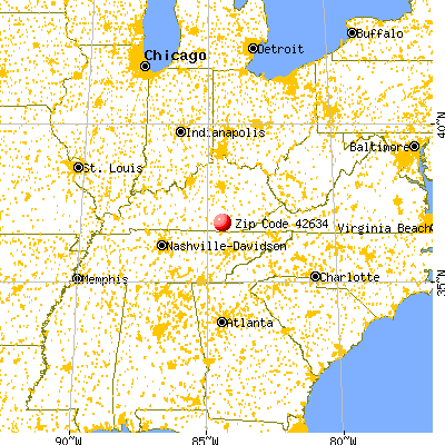 Parkers Lake, KY (42634) map from a distance