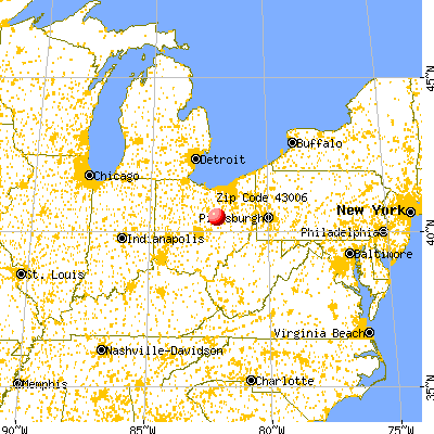 Gann, OH (43006) map from a distance