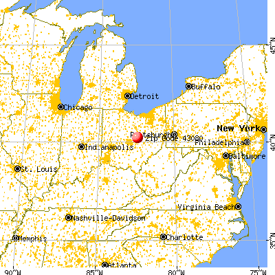 Utica, OH (43080) map from a distance
