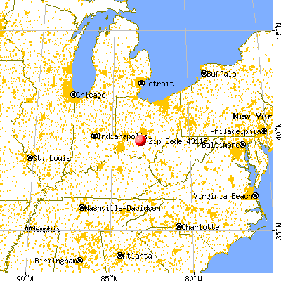 Clarksburg, OH (43115) map from a distance