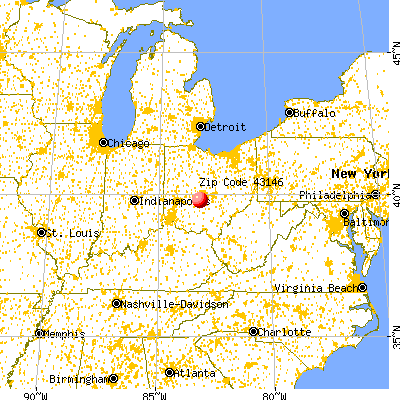 Orient, OH (43146) map from a distance