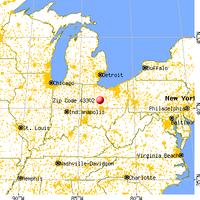 Marion, OH (43302) map from a distance