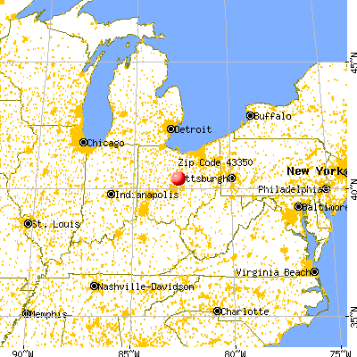 Sparta, OH (43350) map from a distance