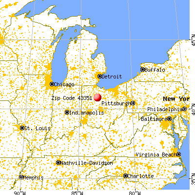 Upper Sandusky, OH (43351) map from a distance