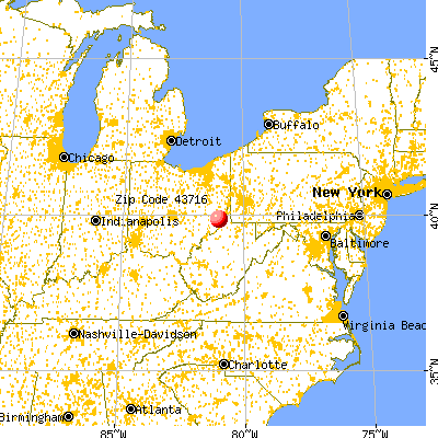 Wilson, OH (43716) map from a distance