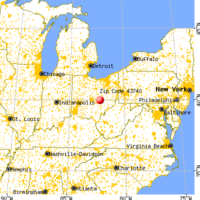 Gratiot, OH (43740) map from a distance