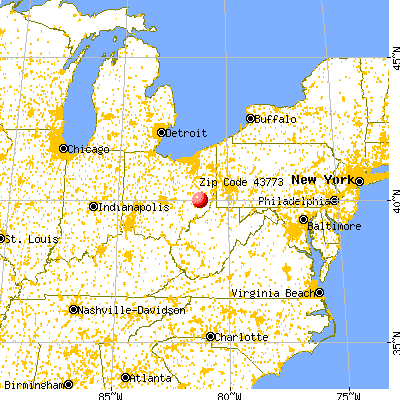 Quaker City, OH (43773) map from a distance