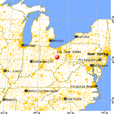 Nellie, OH (43844) map from a distance
