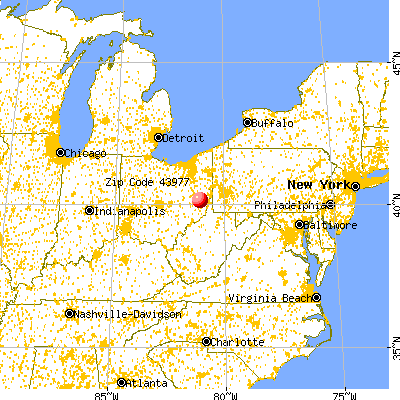 Flushing, OH (43977) map from a distance
