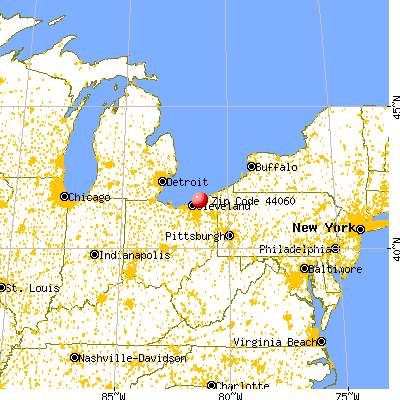 Mentor, OH (44060) map from a distance