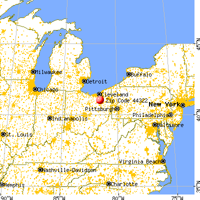 Akron, OH (44322) map from a distance