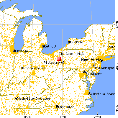 East Palestine, OH (44413) map from a distance