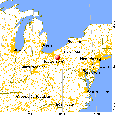 Washingtonville, OH (44490) map from a distance